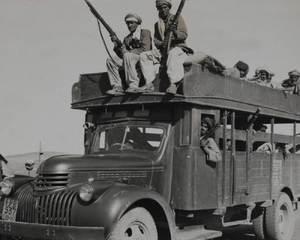 Tribal irregulars from the North-West Frontier bound for Peshawar.